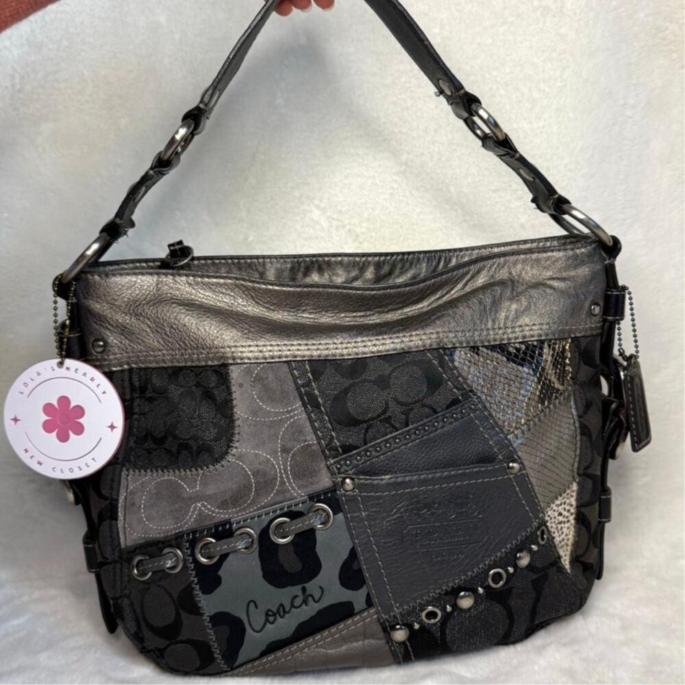 y2k COACH Leather Patchwork Shoulder Bag F0873-12901